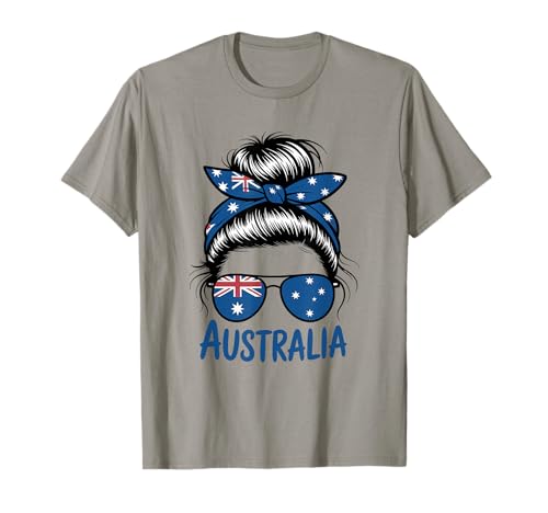 Australien Flagge Messy Bun Girl Australian Roots T-Shirt Australien Flagge Messy Bun Girl Australian Roots T-Shirt von Australia Flag Australian Roots