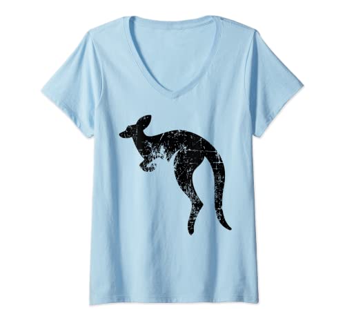 Damen Australien Backpacker Urlaub - Reise zu Känguru Next Schild T-Shirt mit V-Ausschnitt Damen Australien Backpacker Urlaub - Reise zu Känguru Next Schild T-Shirt mit V-Ausschnitt von Australia Känguru - Flagge Aussie Kollektion