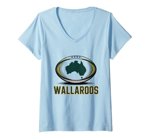 Damen Australien Rugby, Wallaroos Women Wallabies Australian Flag T-Shirt mit V-Ausschnitt von Australia Rugby New Tees