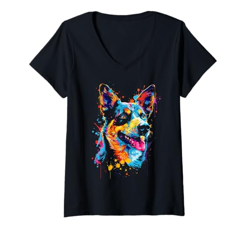 Damen Australian Cattle Dog T-Shirt mit V-Ausschnitt Damen Australian Cattle Dog T-Shirt mit V-Ausschnitt von Australian Cattle Dog Design Kleidung