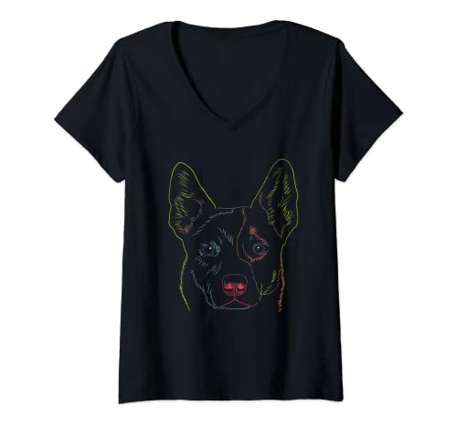 Damen Hund Australian Cattle Dog T-Shirt mit V-Ausschnitt Damen Hund Australian Cattle Dog T-Shirt mit V-Ausschnitt von Australian Cattle Dog Geschenke