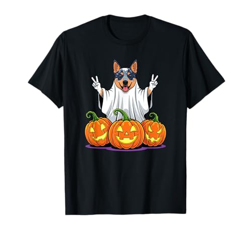 Australian Cattle Dog Ghost Pumpkin Boo Halloween Kinder Herren T-Shirt von Australian Cattle Dog Halloween Ghost Pumpkin
