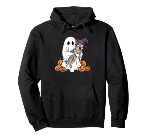 Ghost Australian Cattle Dog Kürbis Halloween Herren Damen Pullover Hoodie von Australian Cattle Dog Halloween Outfits Boy Girl