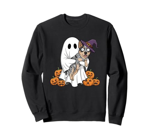 Ghost Australian Cattle Dog Kürbis Halloween Herren Damen Sweatshirt von Australian Cattle Dog Halloween Outfits Boy Girl