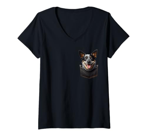 Damen Süßer Hundeliebhaber, Geschenk für Besitzer, Australian Cattle Dog T-Shirt mit V-Ausschnitt von Australian Cattle Dog Shirts Dog Lover Gifts