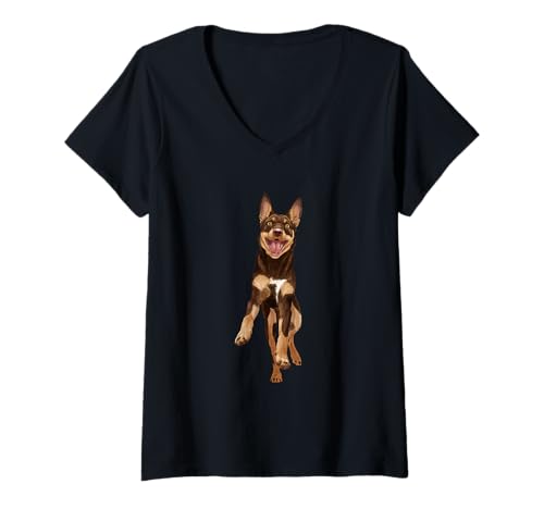 Damen Lustiger Hund Australian Kelpie T-Shirt mit V-Ausschnitt Damen Lustiger Hund Australian Kelpie T-Shirt mit V-Ausschnitt von Australian Kelpie Motifs