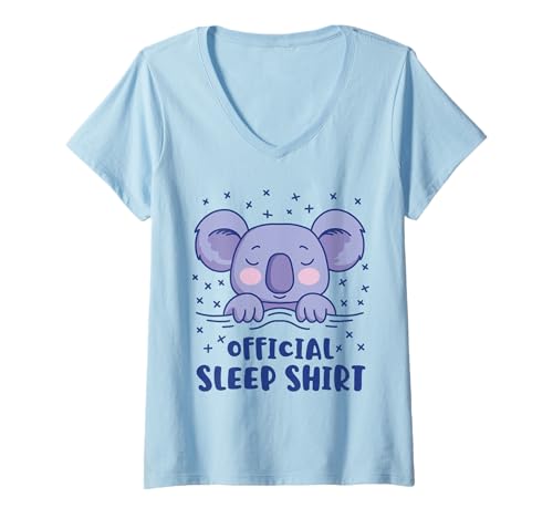 Damen Süßer Koala schlafender Australien Aussie Schlafanzug für Erwachsene Junge Mädchen T-Shirt mit V-Ausschnitt von Australian Patriotic Tees