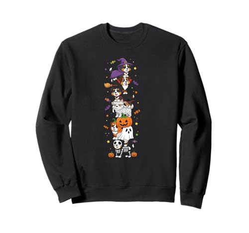 Australian Shepherd Witch Ghost Halloween Kinder Herren Damen Sweatshirt von Australian Shepherd Dog Halloween Skeleton Outfits
