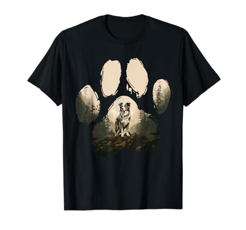 Australian Shepherd Mountain Paw Design Hund Mama Papa T-Shirt von Australian Shepherd Dog Love