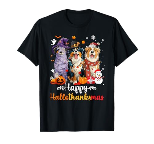 Australischer Schäferhund für Herren und Damen, Weihnachten, Halloween T-Shirt Australischer Schäferhund für Herren und Damen, Weihnachten, Halloween T-Shirt von Australian Shepherd Hallothankmas Holiday Dog