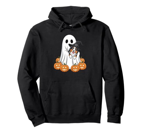 Ghost Australian Shepherd Kürbis Halloween Kinder Herren Damen Pullover Hoodie von Australian Shepherd Halloween Outfits for Boy Girl