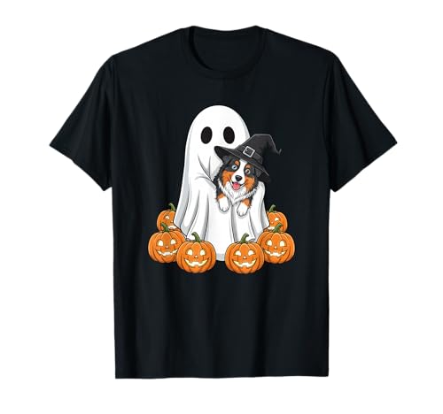 Ghost Australian Shepherd Kürbis Halloween Kinder Herren Damen T-Shirt von Australian Shepherd Halloween Outfits for Boy Girl