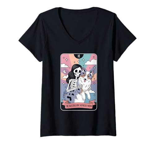 Damen Die Mutter des australischen Schäferhundes T-Shirt mit V-Ausschnitt von Australian Shepherd Mama Tarot