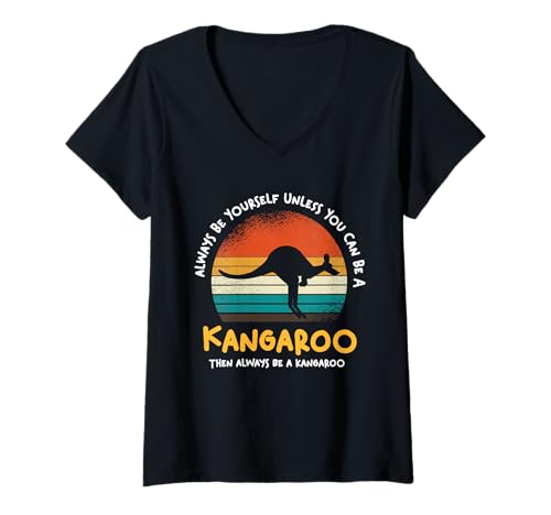 Damen Sei Immer du selbst, es sei denn, du bist EIN Känguru aus Australien T-Shirt mit V-Ausschnitt Damen Sei Immer du selbst, es sei denn, du bist EIN Känguru aus Australien T-Shirt mit V-Ausschnitt von Australian Wildlife Animal Kangaroo Fun