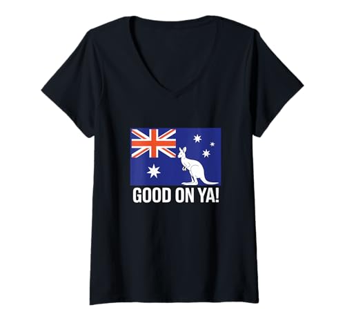 Damen Aussie Slang - Good On Ya, australisches Kompliment T-Shirt mit V-Ausschnitt von Australian