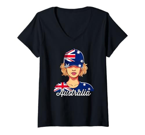 Damen Australien Frau Australier T-Shirt mit V-Ausschnitt von Australien Geschenke