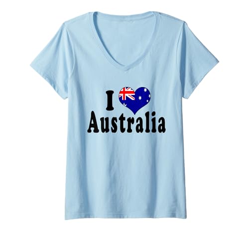 Damen I Love Australia Australien T-Shirt mit V-Ausschnitt von Australien Känguru Sydney Melbourne Geschenk