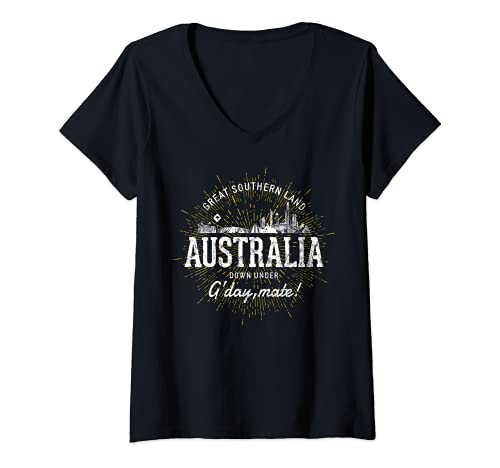Damen Australia Vintage Retro Australien T-Shirt mit V-Ausschnitt Damen Australia Vintage Retro Australien T-Shirt mit V-Ausschnitt von Australien Souvenirs von Treaja