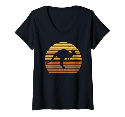 Damen Känguru Vintage Retro Australien Souvenir Geschenk T-Shirt mit V-Ausschnitt von Australien Souvenirs