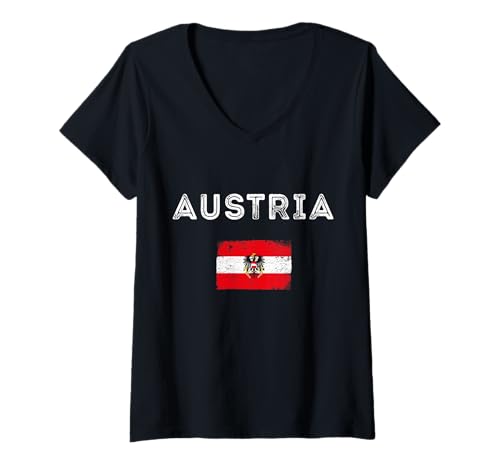 Damen Österreich Karte Stolz Wurzeln Österreich Flagge Stolz Österreich T-Shirt mit V-Ausschnitt Damen Österreich Karte Stolz Wurzeln Österreich Flagge Stolz Österreich T-Shirt mit V-Ausschnitt von Austria Flag Pride Austrian Roots Österreich Alps