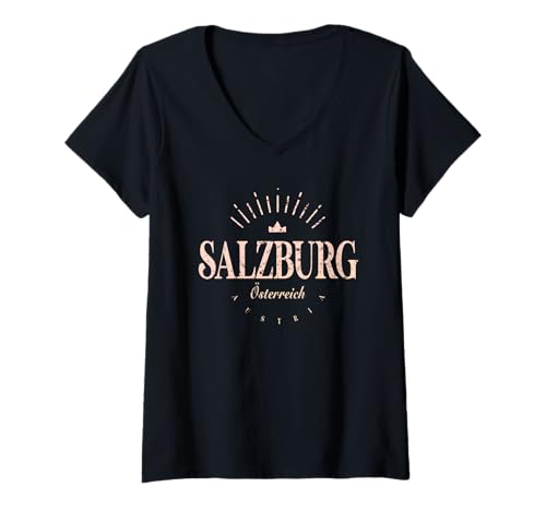 Damen Salzburg Österreich | Salzburg Österreich Modern T-Shirt mit V-Ausschnitt Damen Salzburg Österreich | Salzburg Österreich Modern T-Shirt mit V-Ausschnitt von Austrian Contemporary Designs