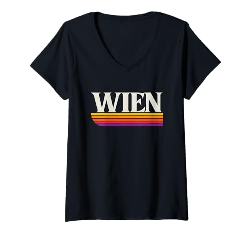 Damen Wien Österreich Retro Graphic - Wien Österreich T-Shirt mit V-Ausschnitt Damen Wien Österreich Retro Graphic - Wien Österreich T-Shirt mit V-Ausschnitt von Austrian Throwbacks