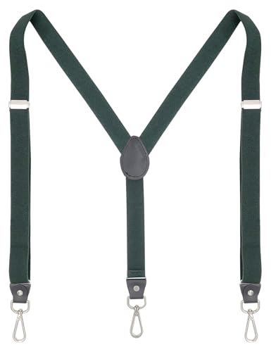 Ausukler Hosenträger Damen und schlanker Herren Extra Stark 2,5cm mit Karabiner Haken Elastischen Riemen für Jeans (Olivgrün) von Ausukler