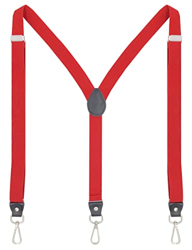 Ausukler Hosenträger Damen und schlanker Herren Extra Stark 2,5cm mit Karabiner Haken Elastischen Riemen für Jeans (Rot) von Ausukler