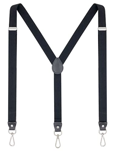 Ausukler Hosenträger Damen und schlanker Herren Extra Stark 2,5cm mit Karabiner Haken Elastischen Riemen für Jeans (Schwarz) von Ausukler