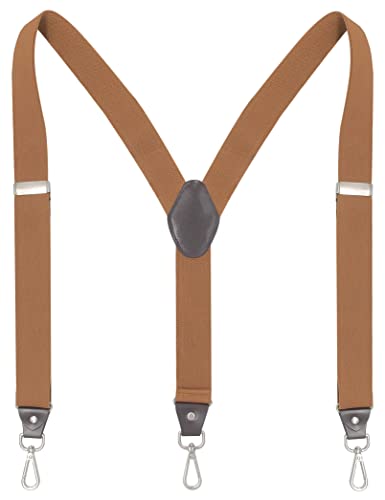 Ausukler Hosenträger Herren Extra Stark 3,5cm Breit mit Drehbaren Haken und Elastischen Riemen Y-back für Jeans (Braun) von Ausukler