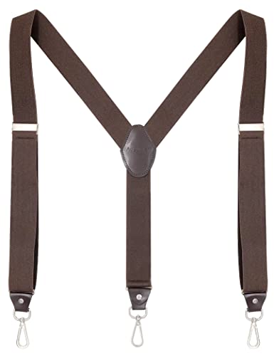 Ausukler Hosenträger Herren Extra Stark 3,5cm Breit mit Drehbaren Haken und Elastischen Riemen Y-back für Jeans (Kaffee) von Ausukler