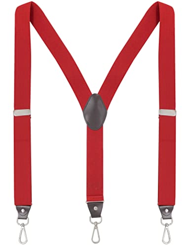 Ausukler Hosenträger Herren Extra Stark 3,5cm Breit mit Drehbaren Haken und Elastischen Riemen Y-back für Jeans (Rot) von Ausukler