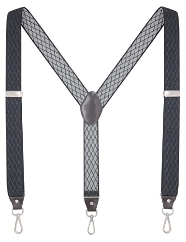 Ausukler Hosenträger Herren Extra Stark 3,5cm Breit mit Drehbaren Haken und Elastischen Riemen Y-back für Jeans (Schwarz Diamant) von Ausukler