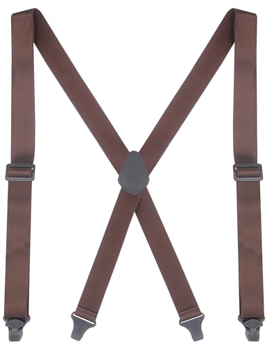 Ausukler Hosenträger Herren Extra Stark mit Kunststoffklips‌‌, 3,4cm Breiter Elastischer Riemen für Hosen, Versteckt unter Hemd oder außen (Kaffee) von Ausukler