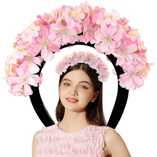 Blumenkrone, Blumenstirnband für Damen und Mädchen, Boho-Blumengirlande, Kopfschmuck, Blumenkrone, Kopfschmuck, Blumen-Haarschmuck, Geburtstag, Mädchen, Party, Stirnband für Cosplay, Karneval, Party, von Auswalar