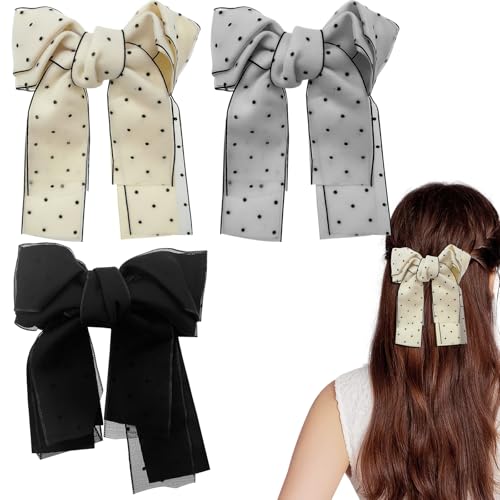 Haarspangen mit großen Wellenpunkten, Haarschleife, Knoten, Haardekoration, Haarschmuck für Damen und Mädchen, 3 Stück von Auswalar