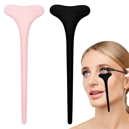 Wimperntuschen-Applikator, wiederverwendbares Silikon-Augenlidschutz-Werkzeug, Silikon-Eyeliner-Werkzeug, Eyeliner-Applikator, Make-up-Werkzeug für Anfänger (schwarz + rosa), 2 Stück von Auswalar
