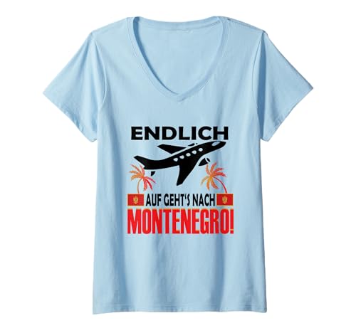 Damen Montenegro Montenegrinisch Montenegro Flagge Montenegro T-Shirt mit V-Ausschnitt von Auszeit Montenegro reiseführer Montenegro camping