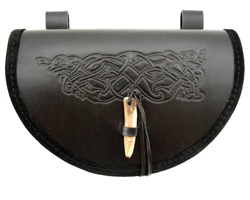 Halbrunde Wikinger-Gürteltasche, Befestigt Mit Geweih - Größere Variante Halbrunde Wikinger-Gürteltasche, Befestigt Mit Geweih - Größere Variante von Autaris