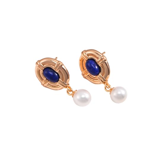 Autarky Star Perlen Ohrringe Damen Silber 925 Hängend Lapislazuli Ohrstecker Damen Hypoallergene Ohrringe Pearl Earrings füR MäDchen (Perlen Gold) von Autarky Star