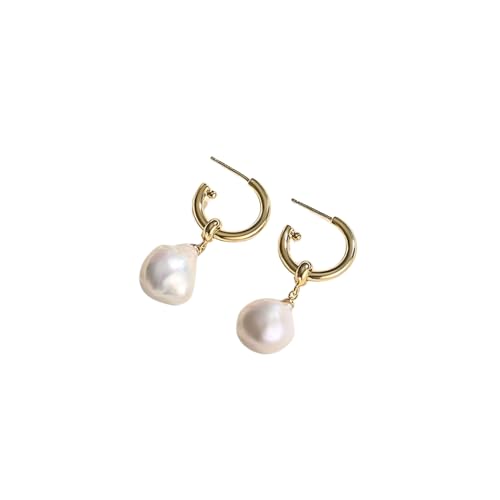 Autarky Star Perlen Ohrringe Damen Silber 925 Hängend Natürliche Perlen Ohrstecker Damen Hypoallergene Ohrringe Pearl Earrings füR MäDchen (3.8 Gold) von Autarky Star