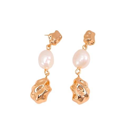 Autarky Star Perlen Ohrringe Damen Silber 925 Hängend Natürliche Perlen Ohrstecker Damen Hypoallergene Ohrringe Pearl Earrings füR MäDchen (Anhänger Gold) von Autarky Star