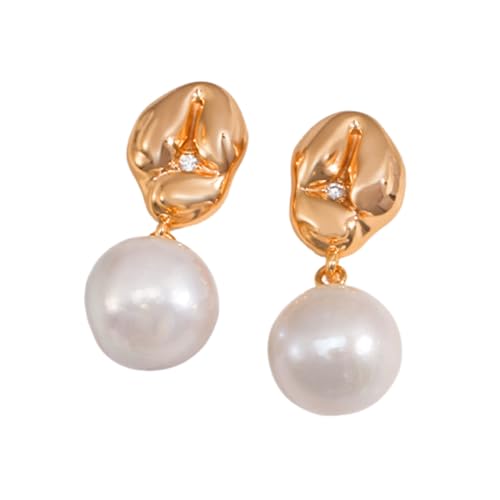 Autarky Star Perlen Ohrringe Damen Silber 925 Hängend Natürliche Perlen Ohrstecker Damen Hypoallergene Ohrringe Pearl Earrings füR MäDchen (Zirkonia Gold) von Autarky Star