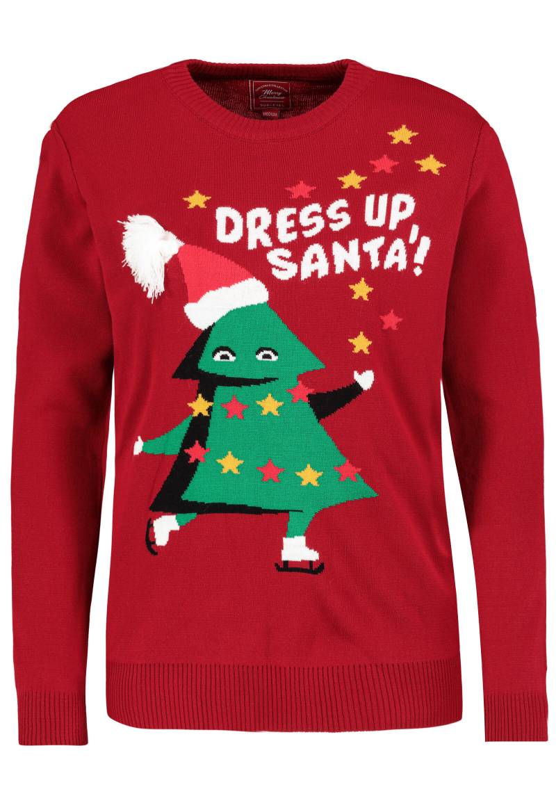 Authentic Style - DOB Strick Pullover, langarm, Rundhals mit 2x2Rippstrick Blende, 2x2 Rippstrick an Saum und Ärmel... fire brick red - G... von Authentic Style