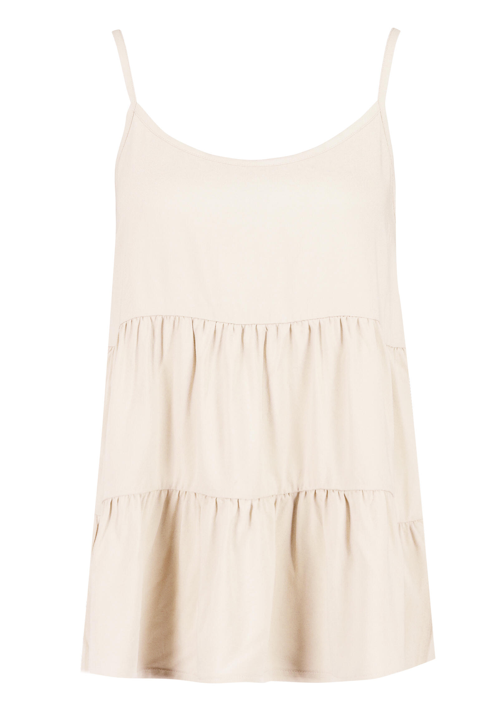 Authentic Style - DOB TOP, spagetti träger,piping am Auschnittzwei volants stufen beige - Gr. - L von Authentic Style