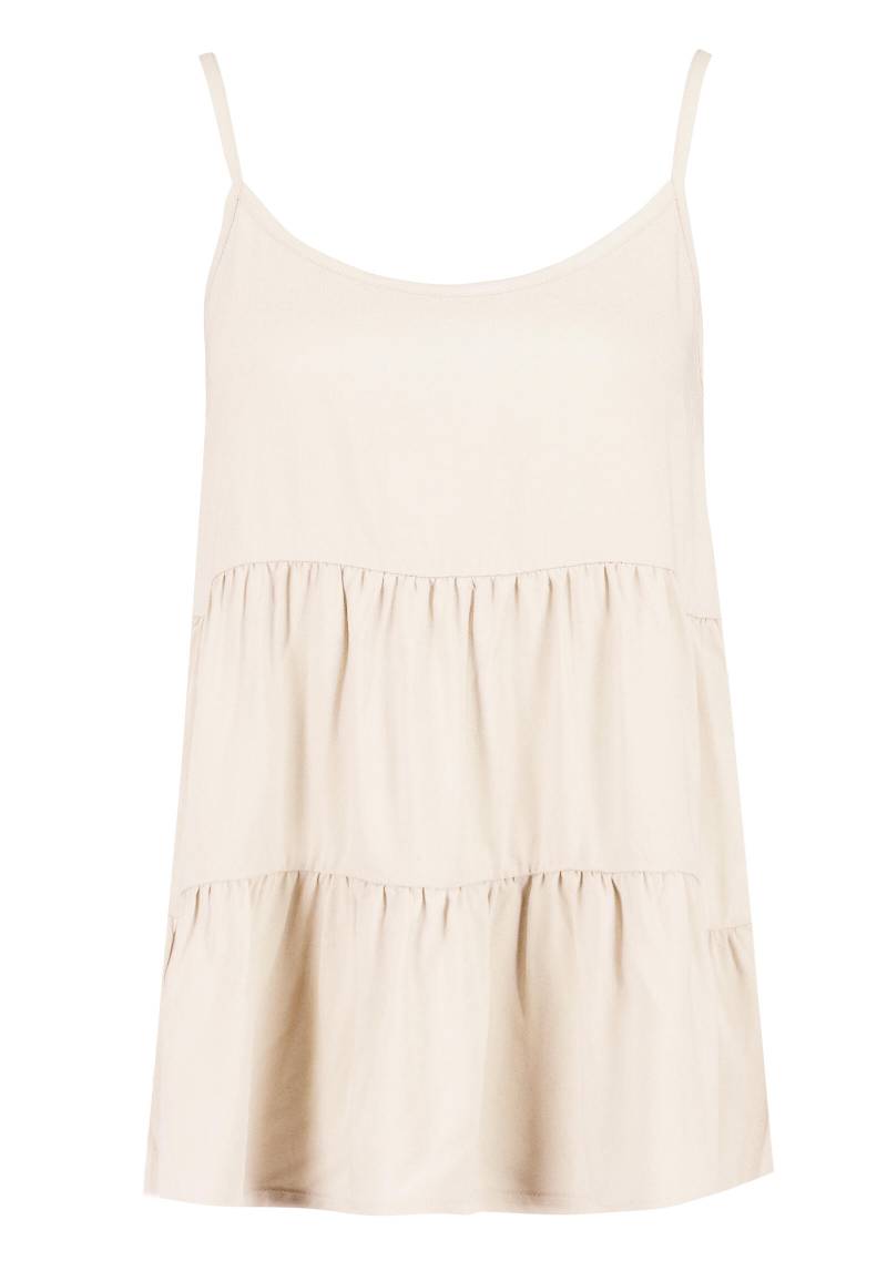 Authentic Style - DOB TOP, spagetti träger,piping am Auschnittzwei volants stufen beige - Gr. - L von Authentic Style