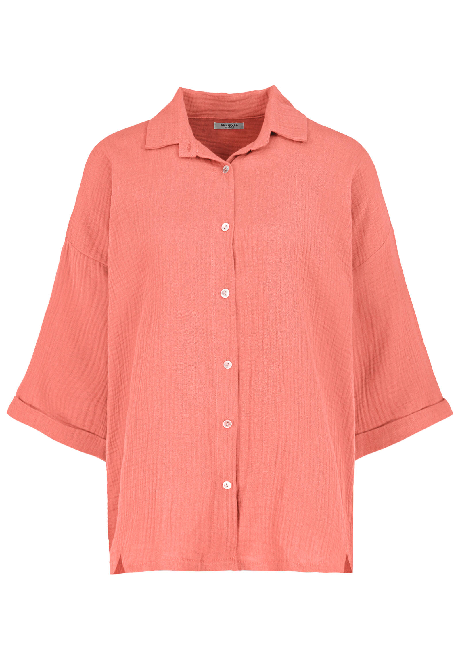 Authentic Style - DOB kurzarm Bluse Basic/UNI real coral von Authentic Style