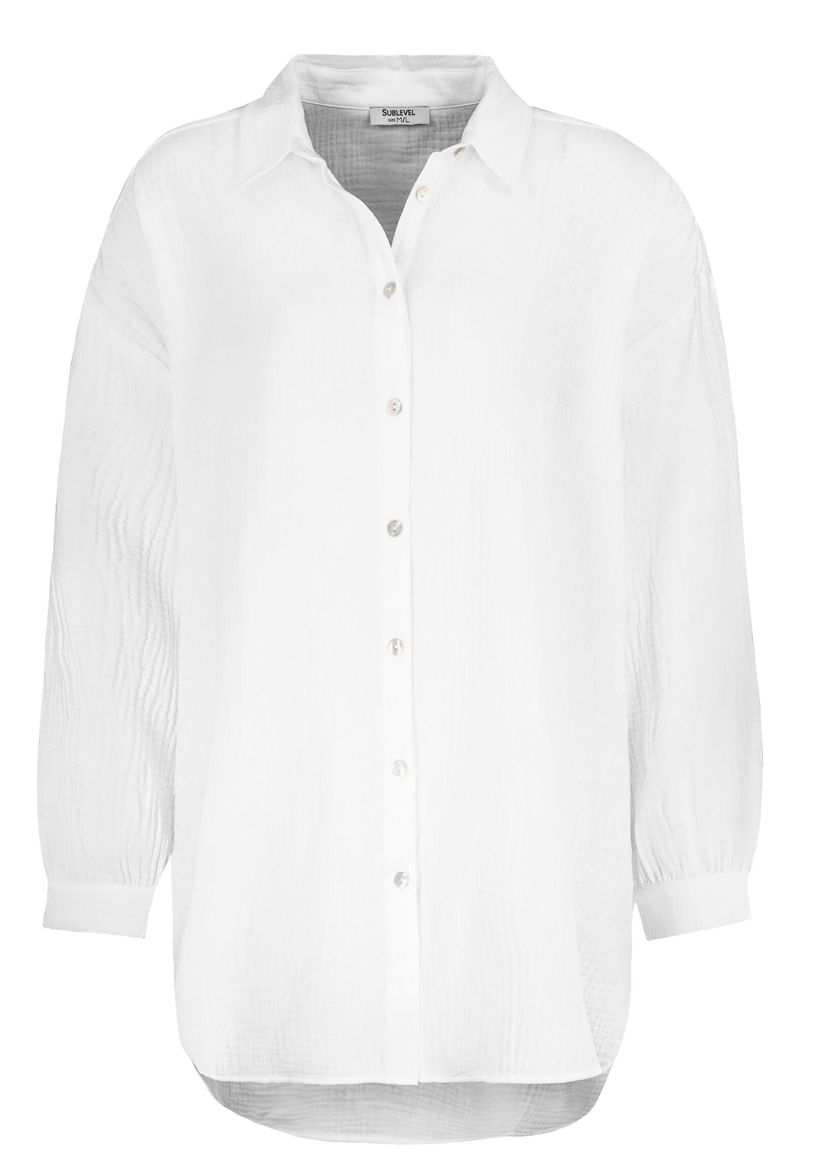 Authentic Style - DOB langarm Bluse Basic/UNI white von Authentic Style
