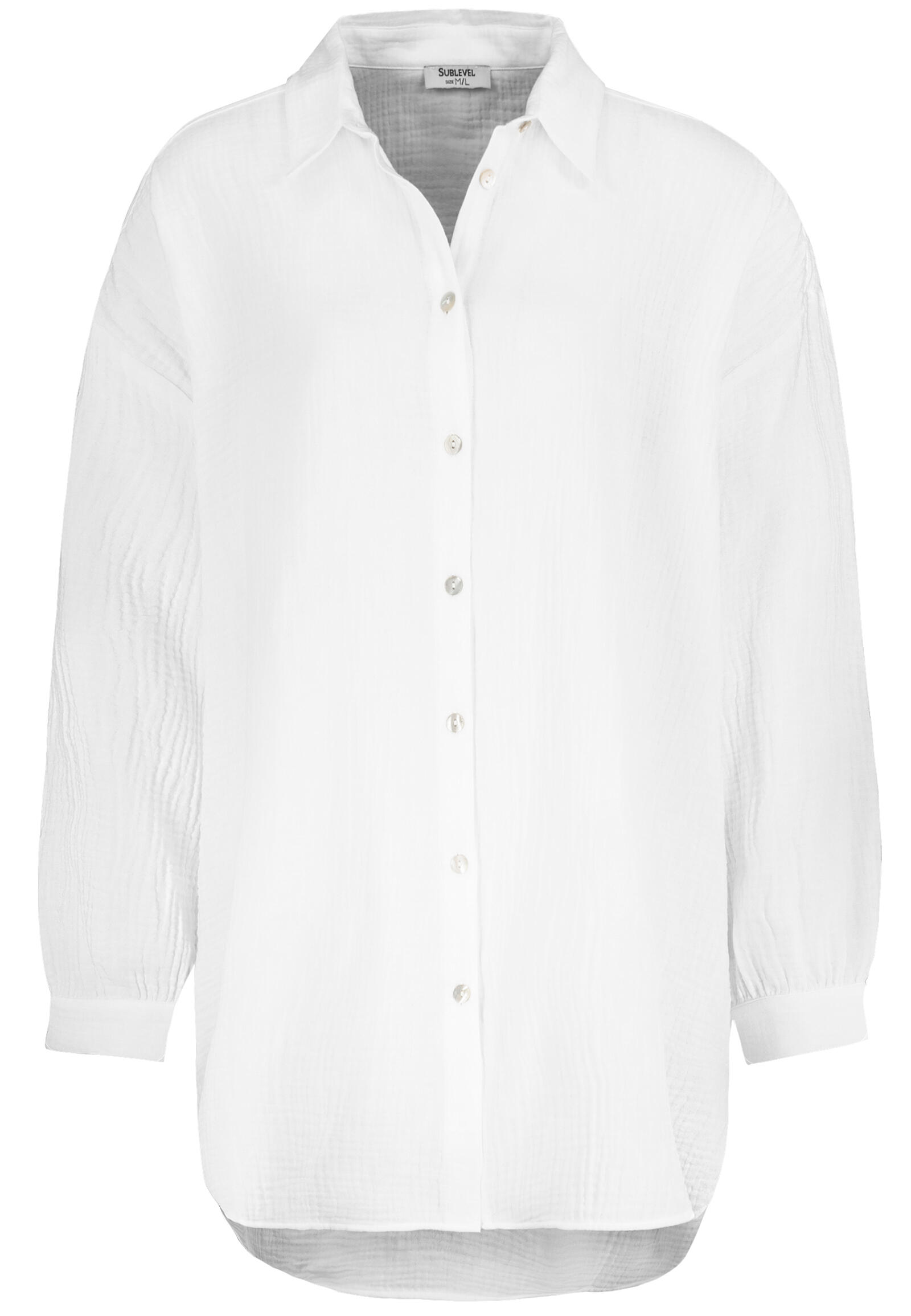Authentic Style - DOB langarm Bluse Basic/UNI white von Authentic Style