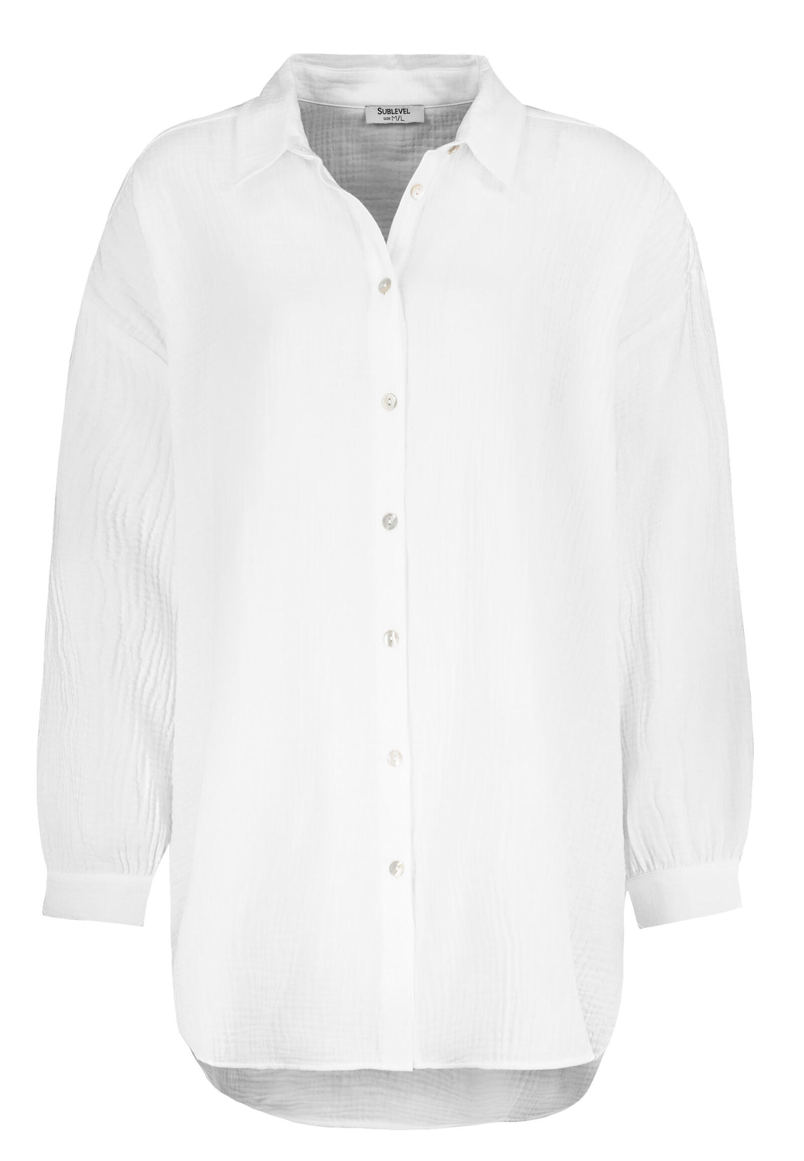 Authentic Style - DOB langarm Bluse Basic/UNI white von Authentic Style
